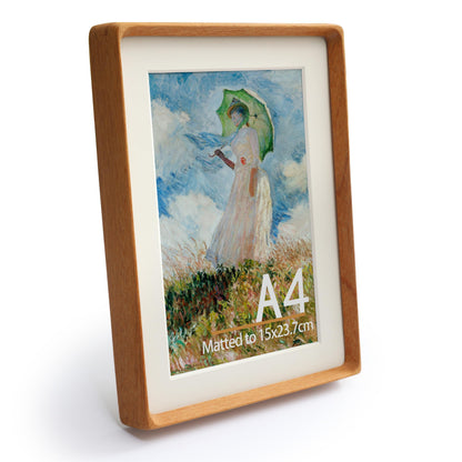 Wooden Picture Frames, 2.5x3.5 Small Polaroid Picture Frame Matted to 2x3 with Plexiglass, Teak Solid Natural Wood Tiny Photo Frame, For TableTop and Wall Mounting