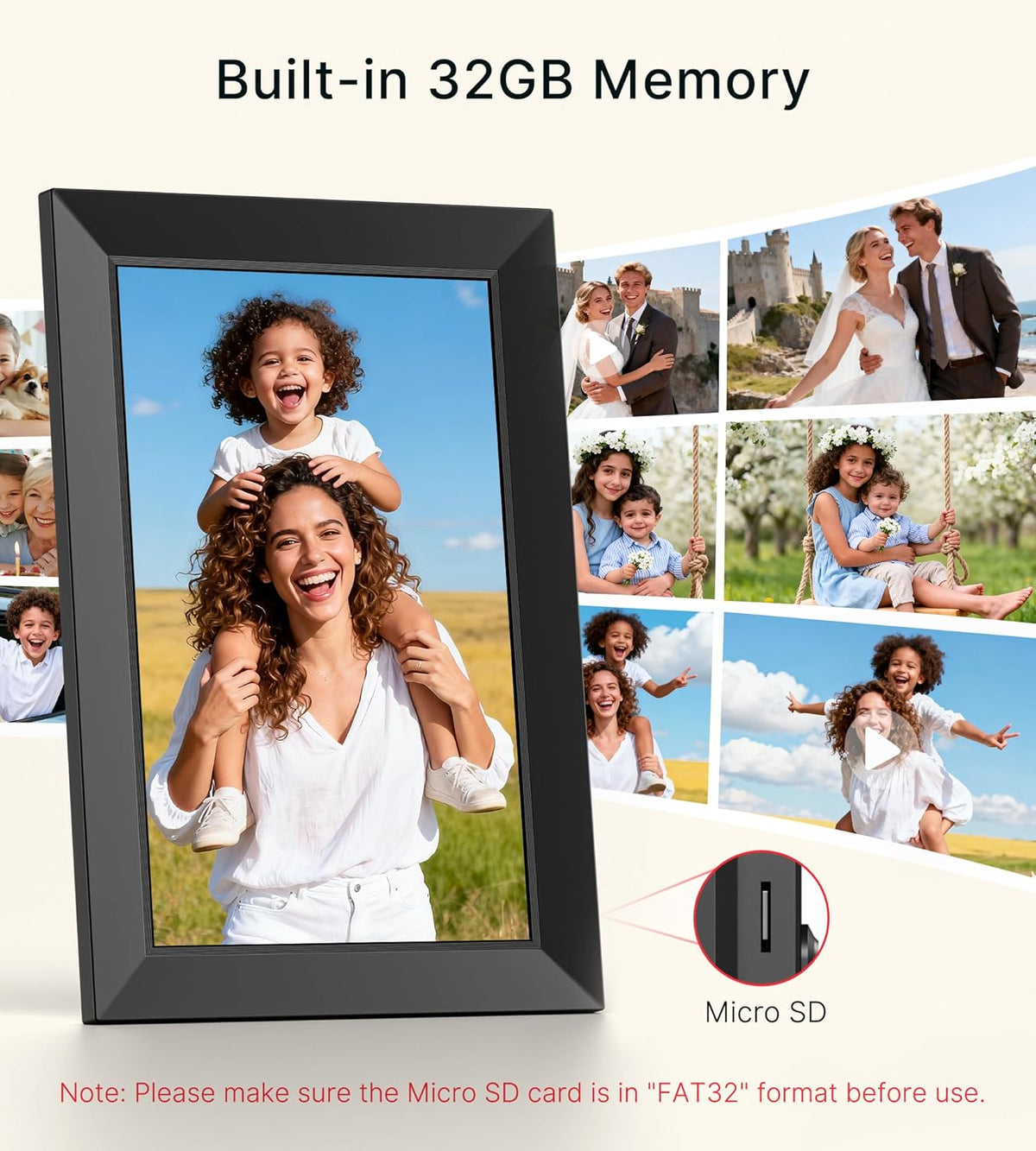 Frameo Digital Picture Frame 10.1" Electronic Photo Frames WiFi 32GB Memory