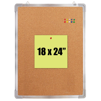 Cork Board 24x24 in, Framed Wall Hanging Bulletin Board with 10 Thumb Tacks