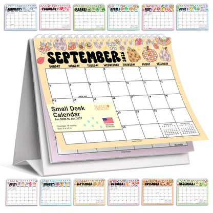 Small Desk Calendar 2026-2027 Standing Flip - 2026 Desk Calendar Small