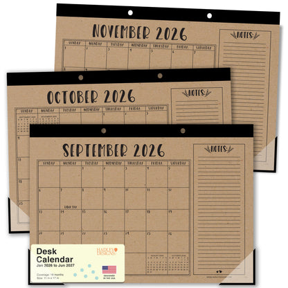 Large Desk Calendar 2026 - Desktop Calendar 2026-2027
