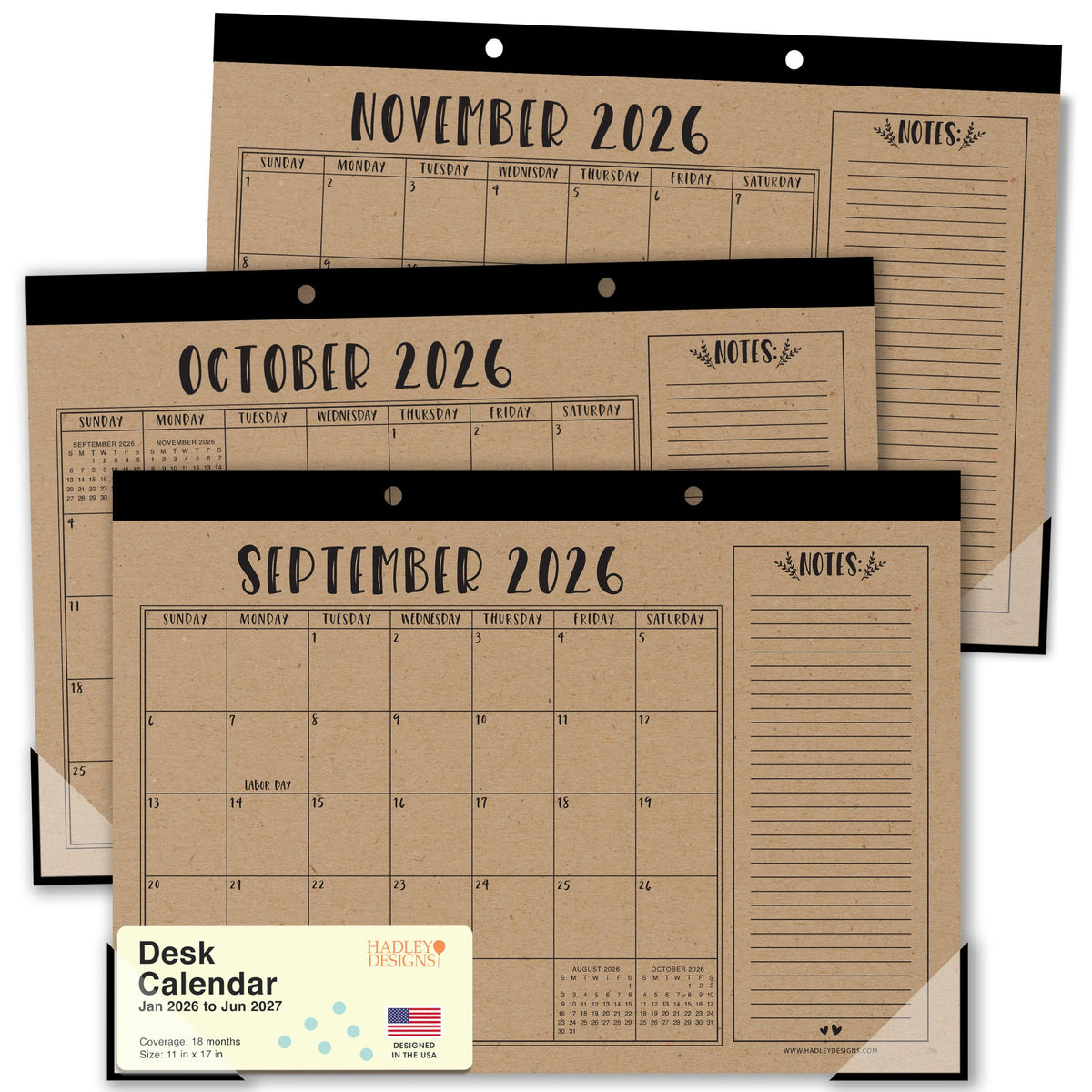 Large Desk Calendar 2026 - Desktop Calendar 2026-2027