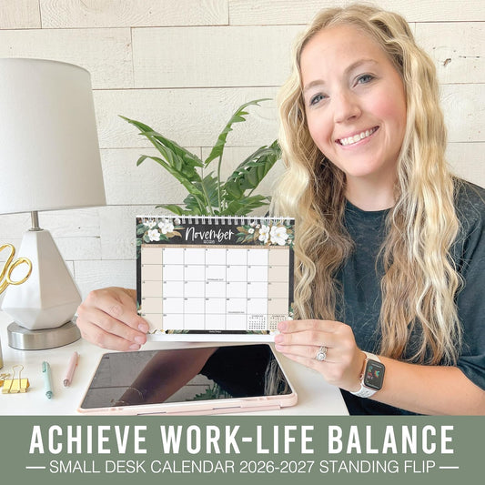 Small Desk Calendar 2026-2027 Standing Flip - 2026 Desk Calendar Small