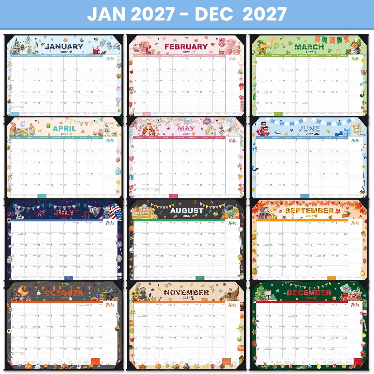 2027 Desk Calendar - Large Calendar 2027, Jan.2027 - Dec.2027