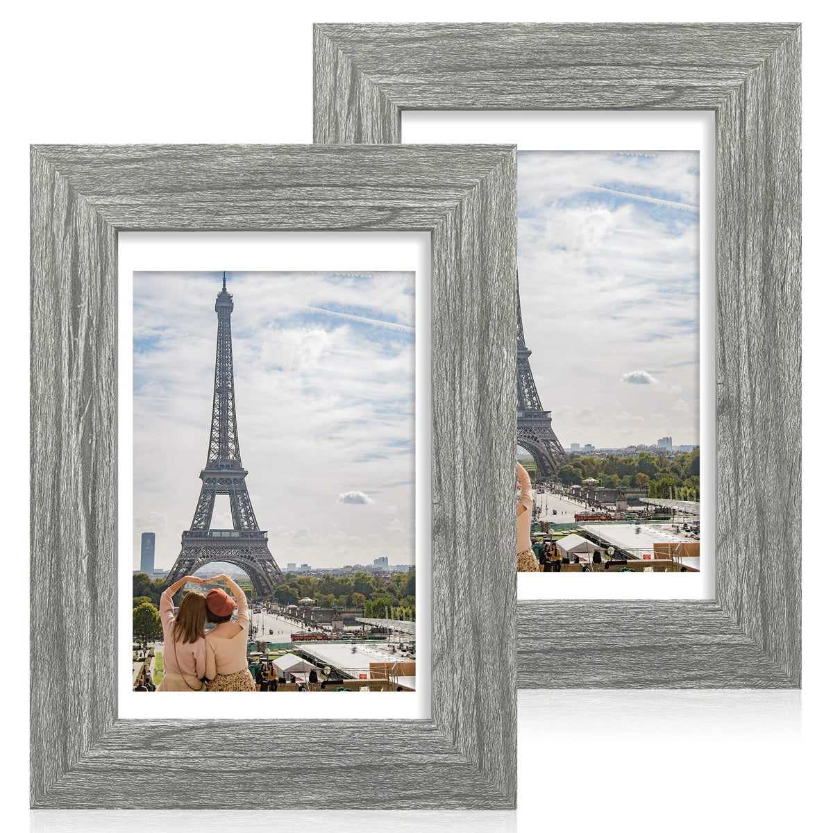 Hongkee 8x11 Picture Frame Set of 2, Real Glass, Rustic Brown Wood Frame