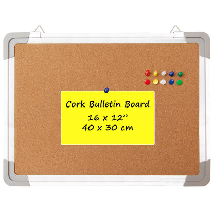 Cork Board 24x24 in, Framed Wall Hanging Bulletin Board with 10 Thumb Tacks