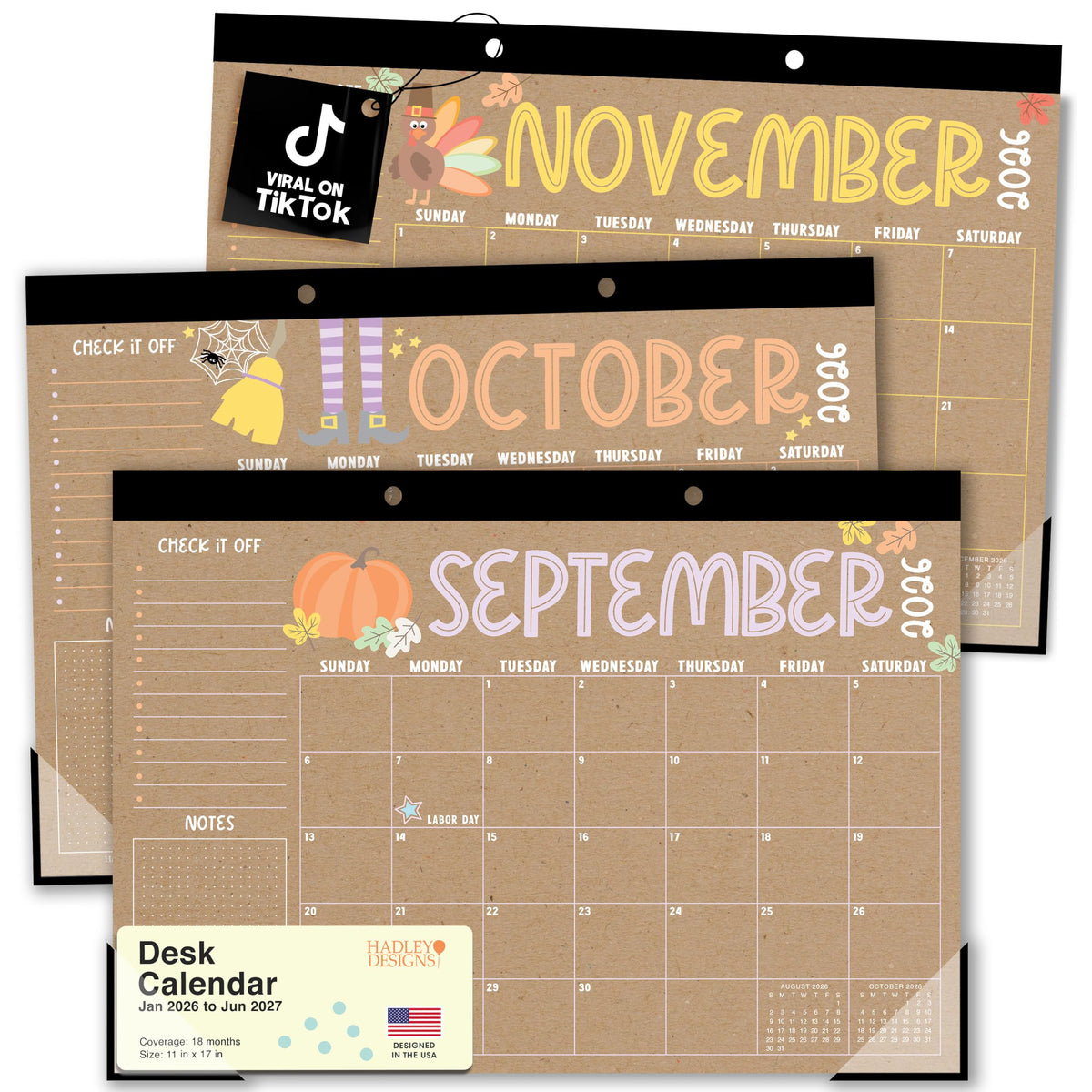 Large Desk Calendar 2026 - Desktop Calendar 2026-2027