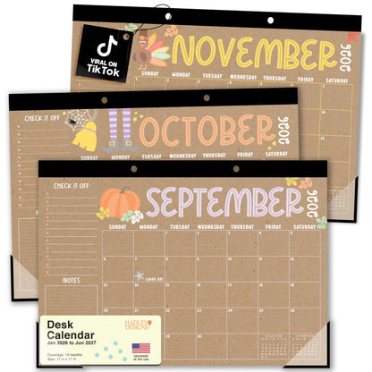 Large Desk Calendar 2026 - Desktop Calendar 2026-2027