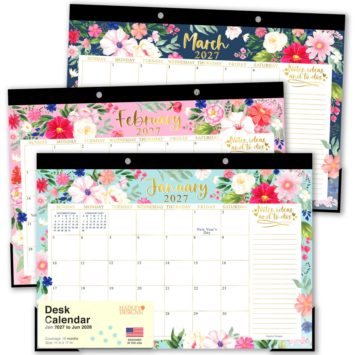 Large Desk Calendar 2026 - Desktop Calendar 2026-2027