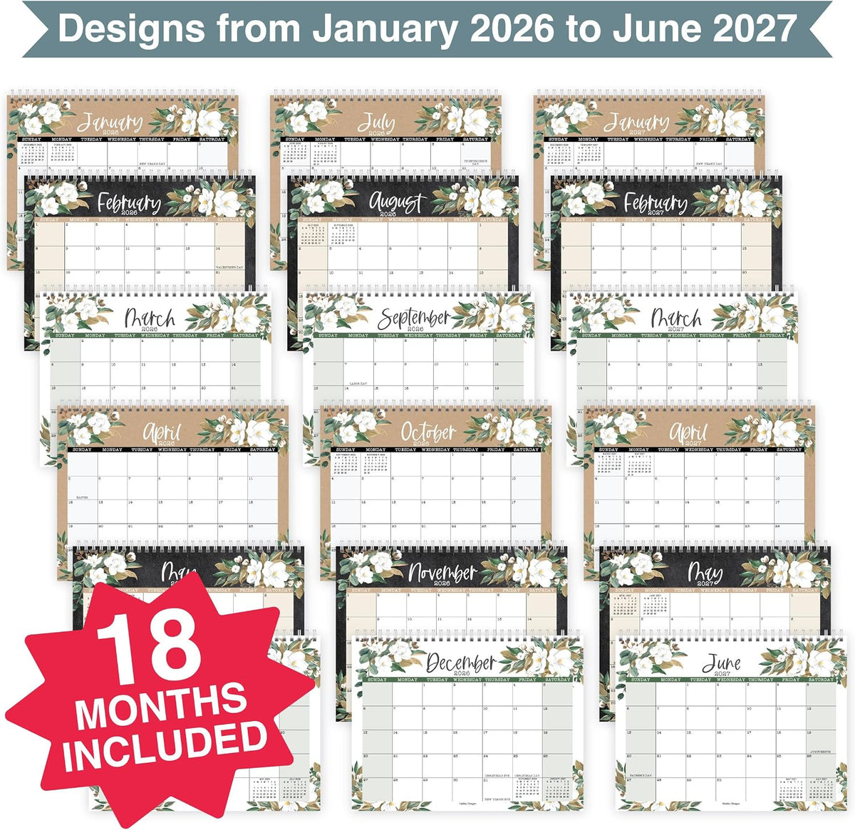 Small Desk Calendar 2026-2027 Standing Flip - 2026 Desk Calendar Small