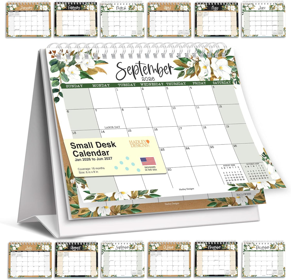 Small Desk Calendar 2026-2027 Standing Flip - 2026 Desk Calendar Small