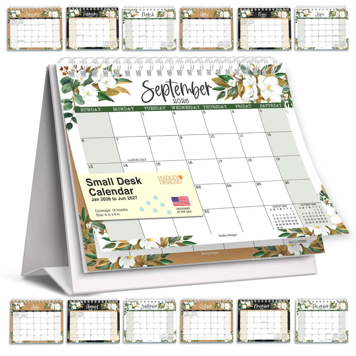 Small Desk Calendar 2026-2027 Standing Flip - 2026 Desk Calendar Small