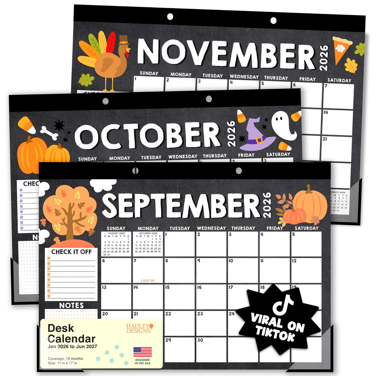 Large Desk Calendar 2026 - Desktop Calendar 2026-2027