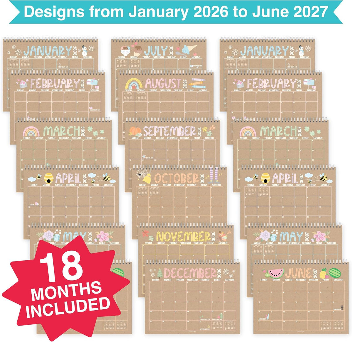 Small Desk Calendar 2026-2027 Standing Flip - 2026 Desk Calendar Small