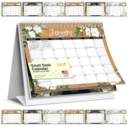 Small Desk Calendar 2026-2027 Standing Flip - 2026 Desk Calendar Small