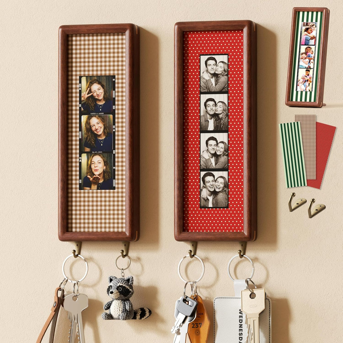 2 PCS Photo Booth Frames with 3 Vintage Mats for Wall & Desktop