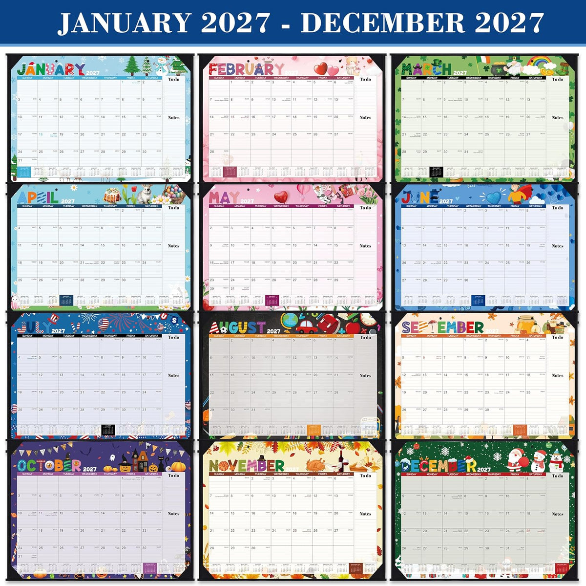 2027 Desk Calendar - Large Desk Calendar 2027, Jan.2027 - Dec.2027