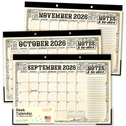 Large Desk Calendar 2026 - Desktop Calendar 2026-2027