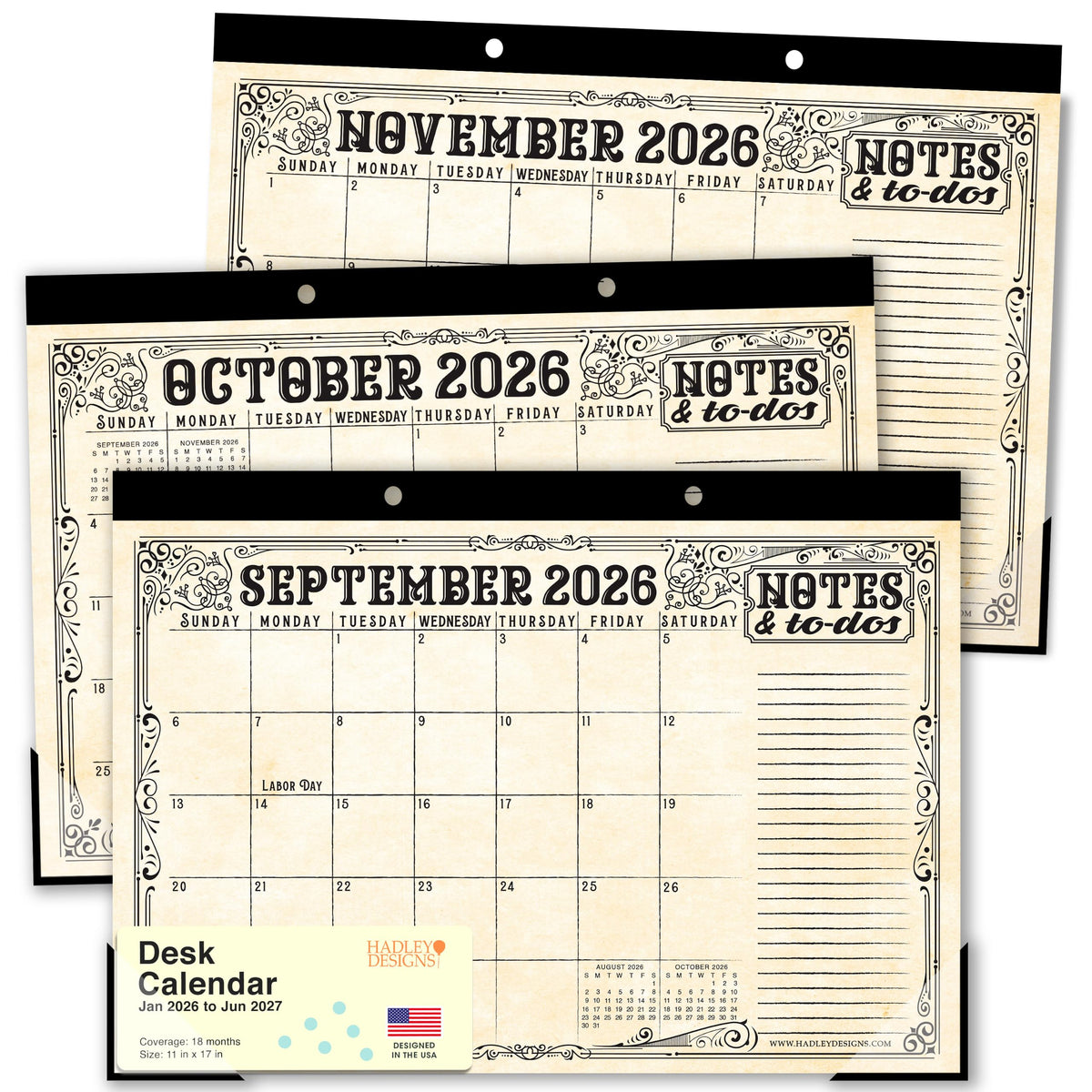 Large Desk Calendar 2026 - Desktop Calendar 2026-2027