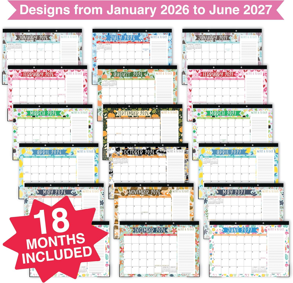Large Desk Calendar 2026 - Desktop Calendar 2026-2027