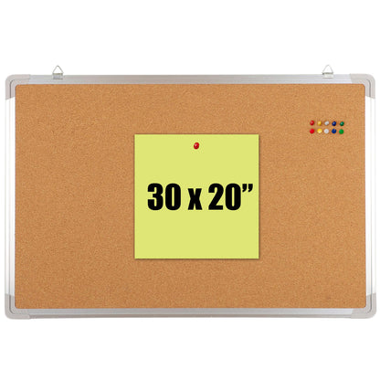 Cork Board 24x24 in, Framed Wall Hanging Bulletin Board with 10 Thumb Tacks