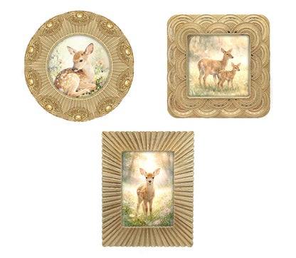 Classic Gold 1920s Mini Frame Set/Set of 3/2.5x2.5 & 2.5x3.5 In | For Tabletop Display | Perfect for Home Decor, Wedding, Graduation, Or Milestone Photos