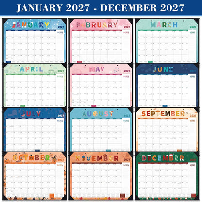2027 Desk Calendar - Large Desk Calendar 2027, 22" x 17", Jan. 2027 - Dec. 2027, Desk Calendars Large, 12 Months, Corner Protectors, Hanging Holes, Notes - 12 Themes