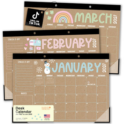 Large Desk Calendar 2026 - Desktop Calendar 2026-2027