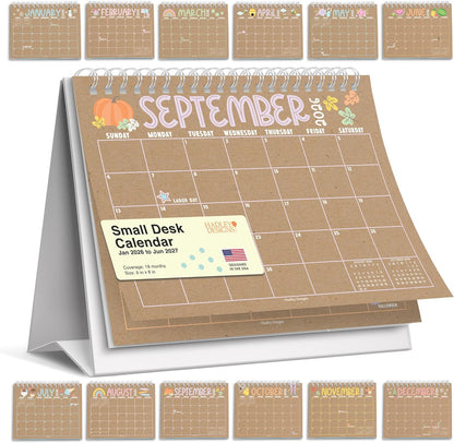 Small Desk Calendar 2026-2027 Standing Flip - 2026 Desk Calendar Small