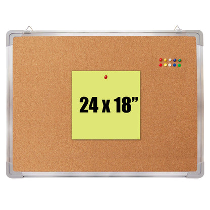 Cork Board 24x24 in, Framed Wall Hanging Bulletin Board with 10 Thumb Tacks