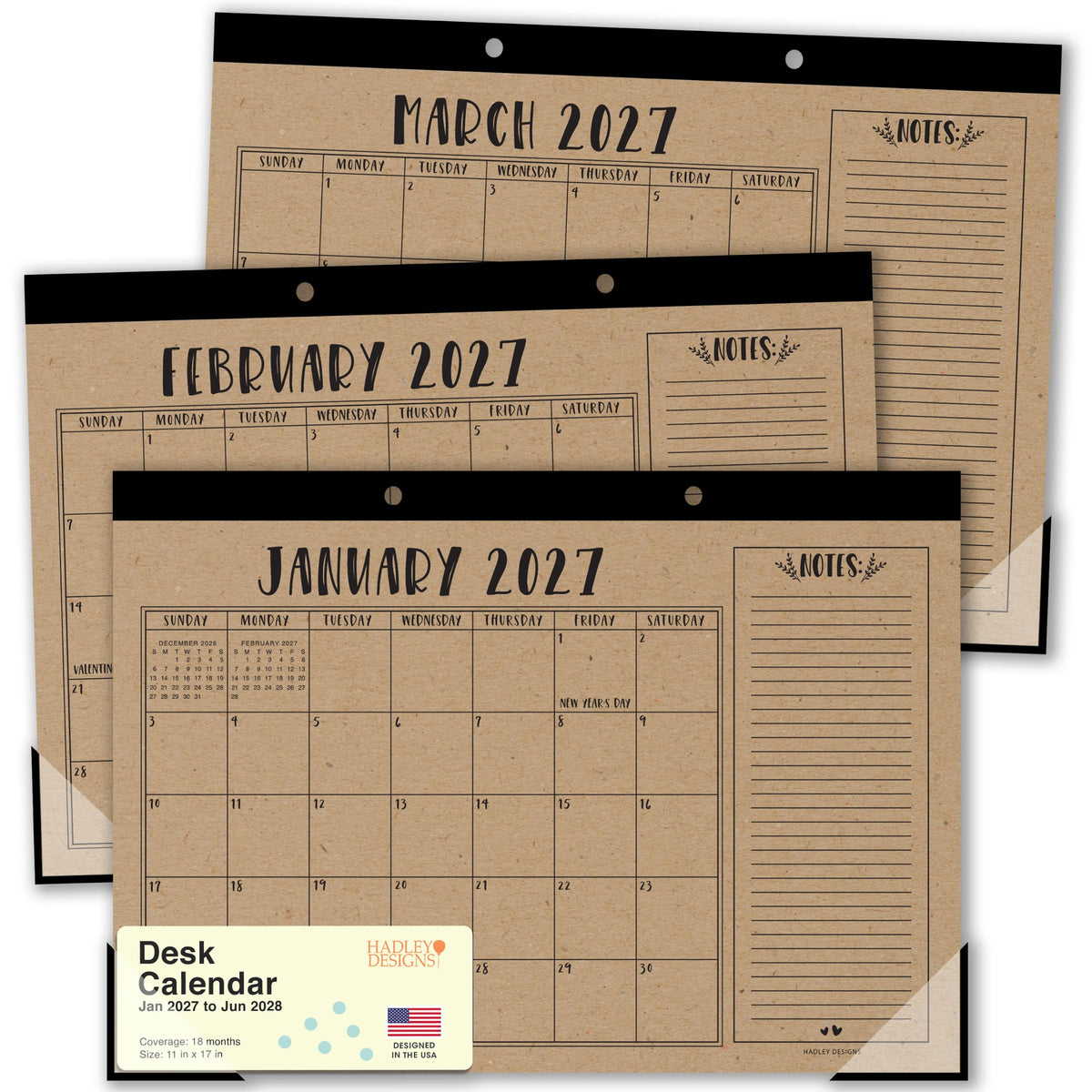 Large Desk Calendar 2026 - Desktop Calendar 2026-2027