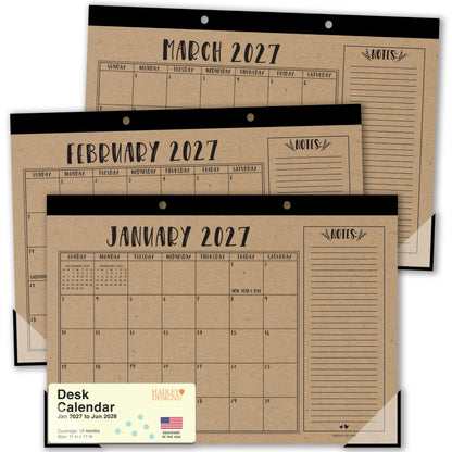 Large Desk Calendar 2026 - Desktop Calendar 2026-2027