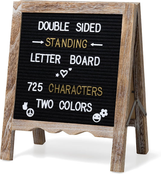 QingE® Double-sided Standing Letter Board,Felt Letter Board with 725 Characters in two Colors, Changeable Letter Board for Home Decor & Shops & Stores Display and Announcement Board