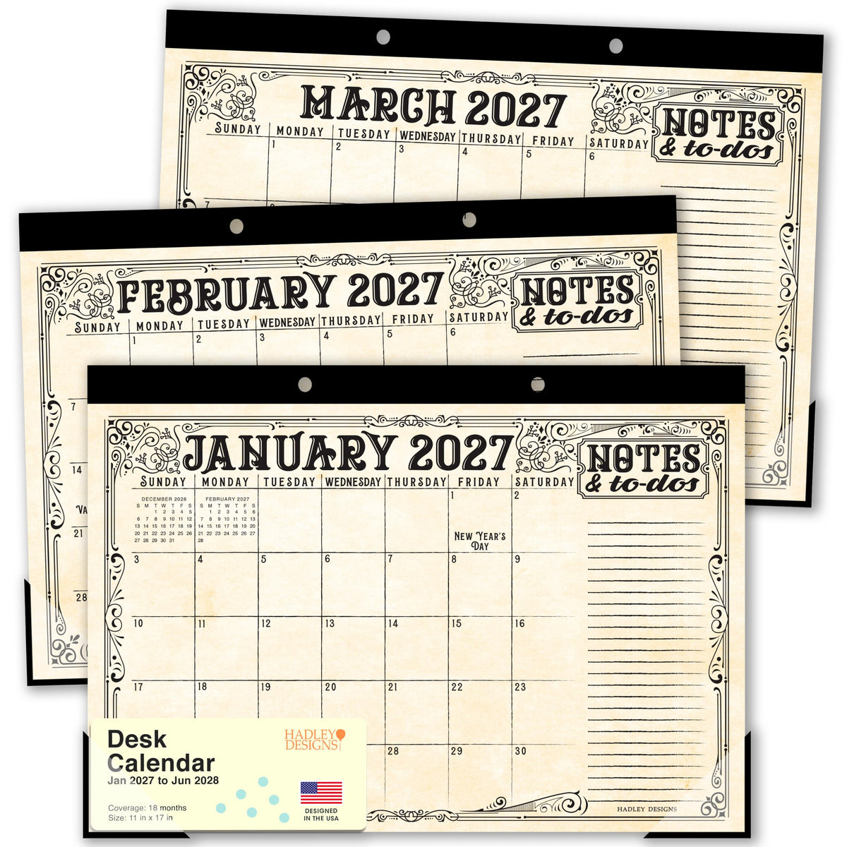 Large Desk Calendar 2026 - Desktop Calendar 2026-2027